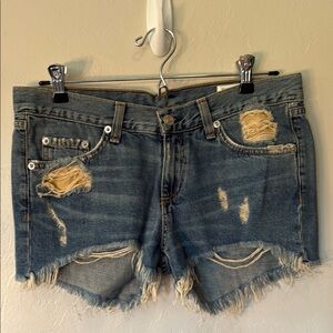 Rag & Bone Blue Distressed Jean Shorts